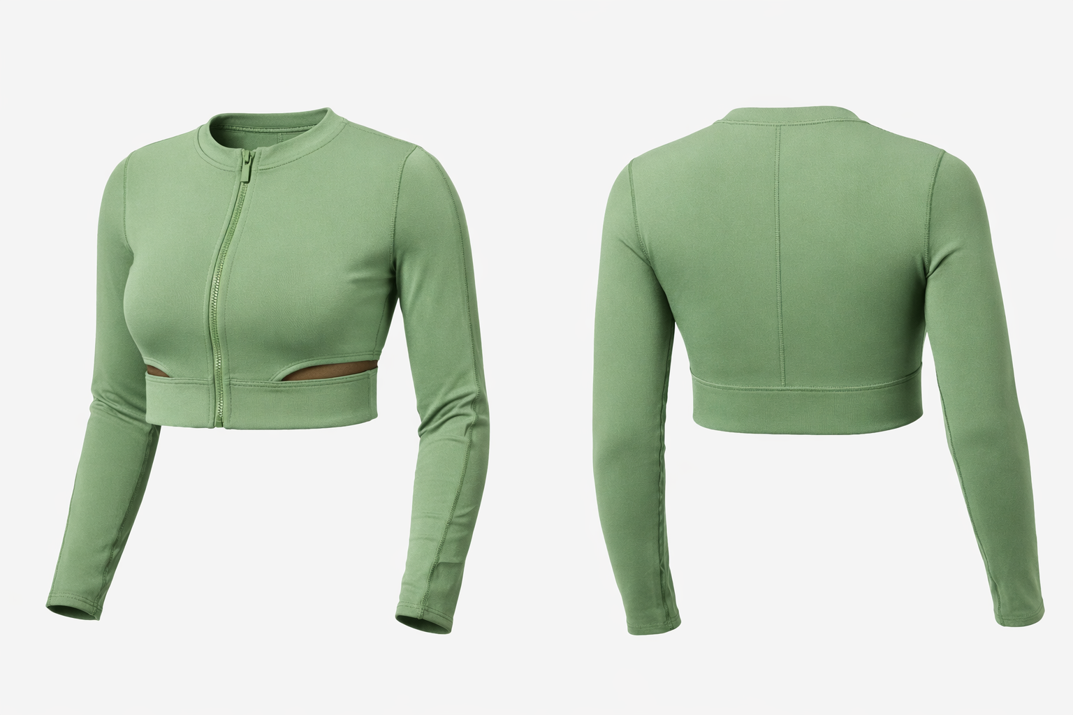Pistachio Sculpt Zip Crop